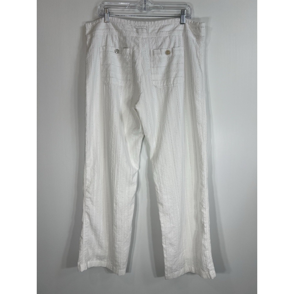 Sundance Gigi Wide Leg Pants Size L White Eyelet Drawstring Lined Cotton *READ* - Picture 5 of 14